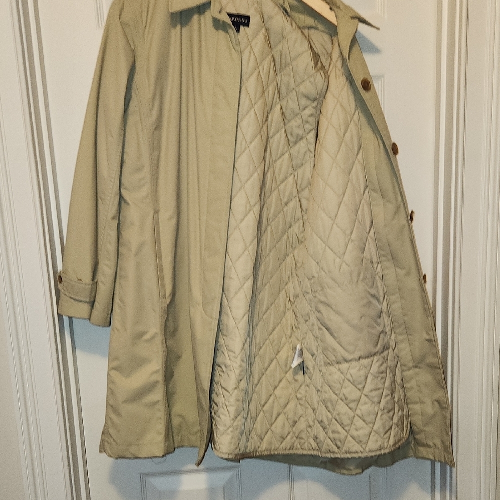 Lands End Tan Trench Coat Lightweight Classic Style - Picture 6 of 12
